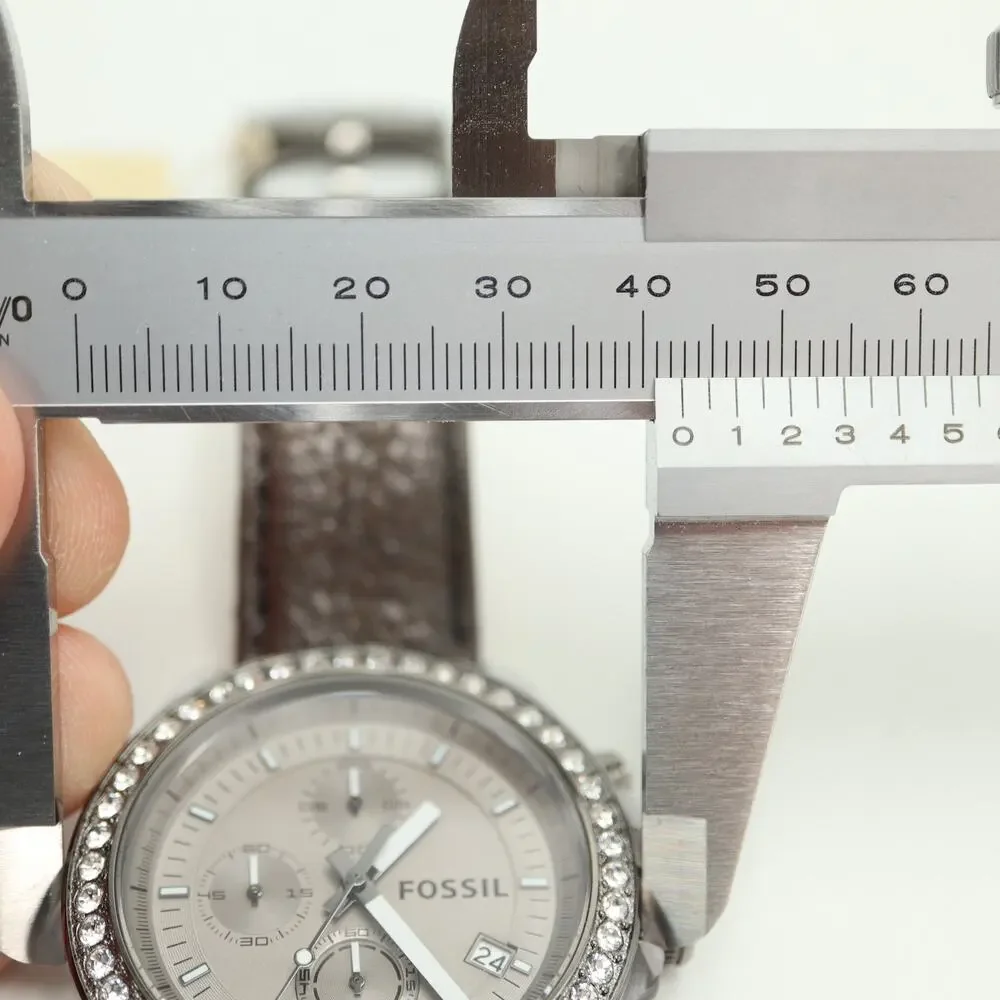 Fossil Decker 42mm Clear Chronograph Watch Gray Leather CH2842 NWT New Battery